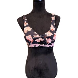 The Bikini Lab Black and Pink Floral Bikini top